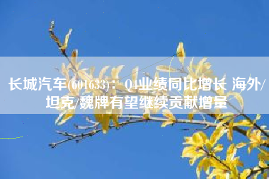 长城汽车(601633)：Q4业绩同比增长 海外/坦克/魏牌有望继续贡献增量