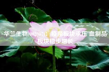 华兰生物(002007)：疫苗板块承压 血制品板块稳步增长