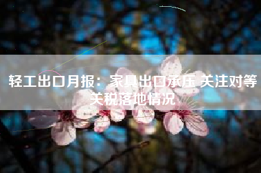 轻工出口月报：家具出口承压 关注对等关税落地情况