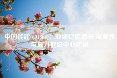 中国能建(601868)：业绩稳健增长 深度参与算力枢纽中心建设
