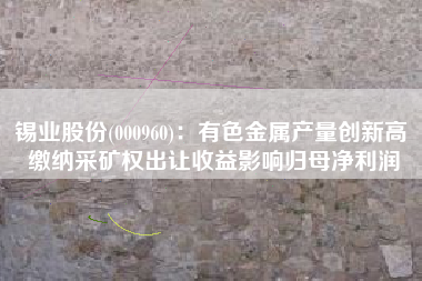锡业股份(000960)：有色金属产量创新高 缴纳采矿权出让收益影响归母净利润