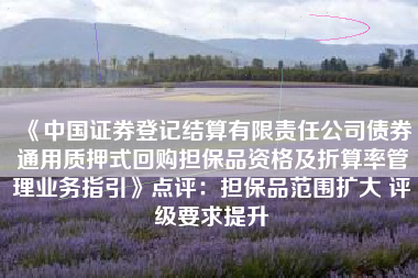 《中国证券登记结算有限责任公司债券通用质押式回购担保品资格及折算率管理业务指引》点评：担保品范围扩大 评级要求提升
