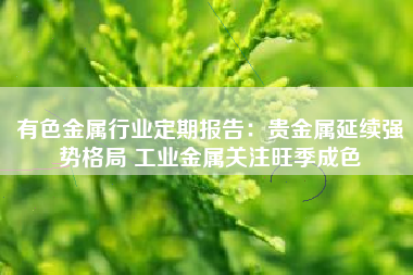 有色金属行业定期报告：贵金属延续强势格局 工业金属关注旺季成色