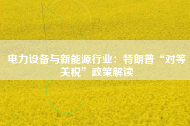 电力设备与新能源行业：特朗普“对等关税”政策解读