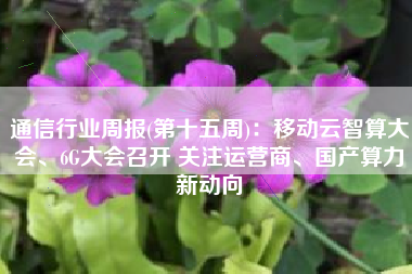 通信行业周报(第十五周)：移动云智算大会、6G大会召开 关注运营商、国产算力新动向