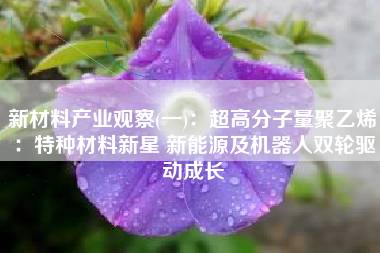 新材料产业观察(一)：超高分子量聚乙烯：特种材料新星 新能源及机器人双轮驱动成长