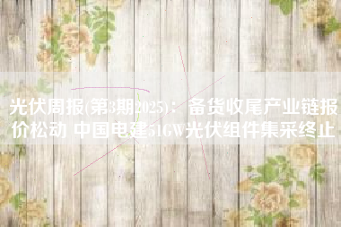 光伏周报(第3期2025)：备货收尾产业链报价松动 中国电建51GW光伏组件集采终止