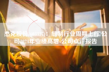 杰克股份(603337)：缝制行业周期上行 公司2024年业绩高增-公司点评报告