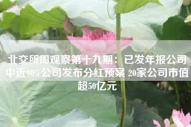 北交所周观察第十九期：已发年报公司中近90%公司发布分红预案 20家公司市值超50亿元