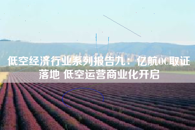 低空经济行业系列报告九：亿航OC取证落地 低空运营商业化开启