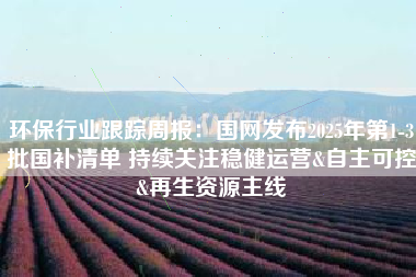 环保行业跟踪周报：国网发布2025年第1-3批国补清单 持续关注稳健运营&自主可控&再生资源主线