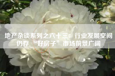 地产杂谈系列之六十三：行业发展空间仍存 “好房子”市场前景广阔
