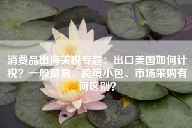 消费品出海关税专题：出口美国如何计税？一般贸易、跨境小包、市场采购有何区别？