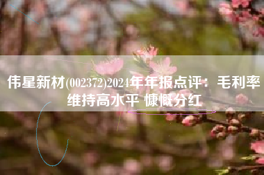 伟星新材(002372)2024年年报点评：毛利率维持高水平 慷慨分红