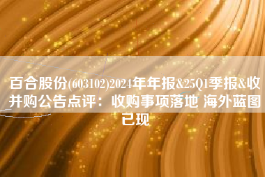 百合股份(603102)2024年年报&25Q1季报&收并购公告点评：收购事项落地 海外蓝图已现