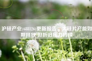 沪硅产业(688126)更新报告：大硅片产能如期释放 但折旧压力持续