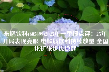 东鹏饮料(605499)2025年一季报点评：25年开局表现亮眼 电解质饮料持续放量 全国化扩张步伐稳健