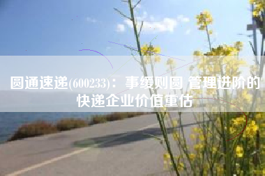 圆通速递(600233)：事缓则圆 管理进阶的快递企业价值重估