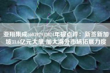 亚翔集成(603929)2024年报点评：新签新加坡31.6亿元大单 加大海外市场拓展力度