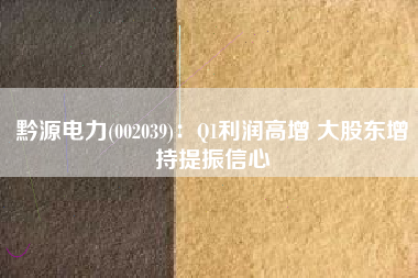 黔源电力(002039)：Q1利润高增 大股东增持提振信心