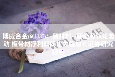 博威合金(601137)：新材料+新能源双轮驱动 板带材净利润同比大幅增长证券研究报告