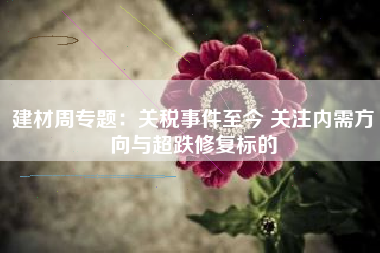 建材周专题：关税事件至今 关注内需方向与超跌修复标的