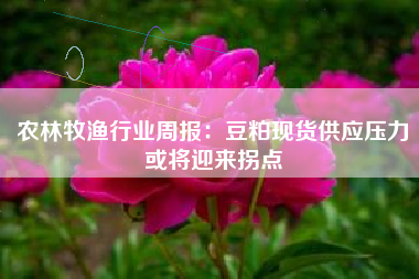 农林牧渔行业周报：豆粕现货供应压力或将迎来拐点