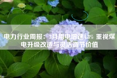 电力行业周报：3月用电增速4.8% 重视煤电升级改造与灵活调节价值