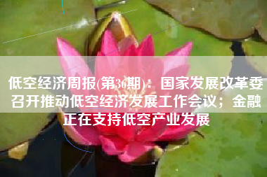 低空经济周报(第36期)：国家发展改革委召开推动低空经济发展工作会议；金融正在支持低空产业发展
