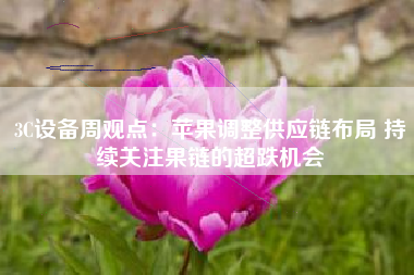 3C设备周观点：苹果调整供应链布局 持续关注果链的超跌机会
