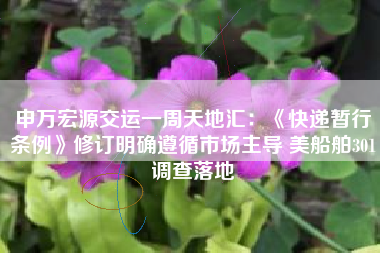 申万宏源交运一周天地汇：《快递暂行条例》修订明确遵循市场主导 美船舶301调查落地