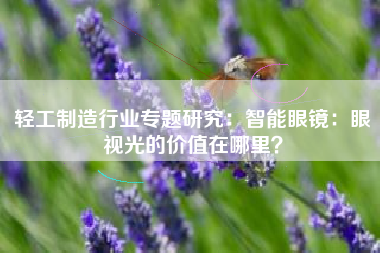 轻工制造行业专题研究：智能眼镜：眼视光的价值在哪里？