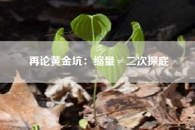 再论黄金坑：缩量≠二次探底