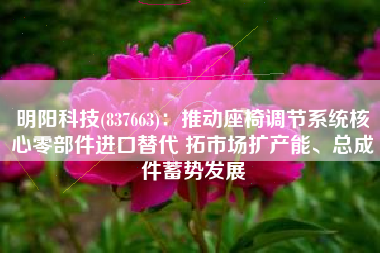 明阳科技(837663)：推动座椅调节系统核心零部件进口替代 拓市场扩产能、总成件蓄势发展