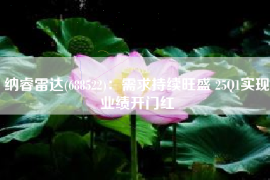 纳睿雷达(688522)：需求持续旺盛 25Q1实现业绩开门红