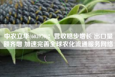 中农立华(603970)：营收稳步增长 出口量额齐增 加速完善全球农化流通服务网络