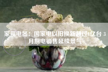 家用电器：国家电以旧换新超过1亿台 3月厨电销售延续景气