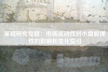 策略研究专题：市场流动性对小盘股弹性的影响和变化指引