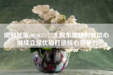 南网能源(003035)：大股东增持彰显信心 继续立足优势打造核心竞争力