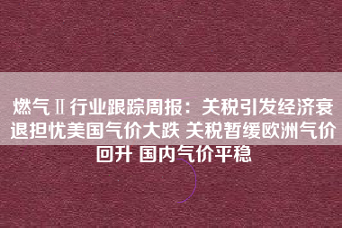 燃气Ⅱ行业跟踪周报：关税引发经济衰退担忧美国气价大跌 关税暂缓欧洲气价回升 国内气价平稳