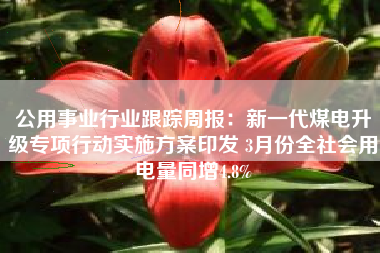 公用事业行业跟踪周报：新一代煤电升级专项行动实施方案印发 3月份全社会用电量同增4.8%