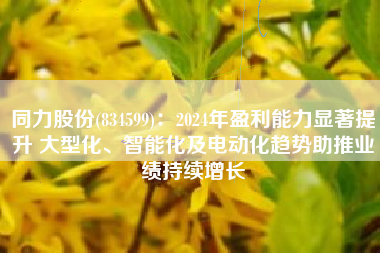 同力股份(834599)：2024年盈利能力显著提升 大型化、智能化及电动化趋势助推业绩持续增长