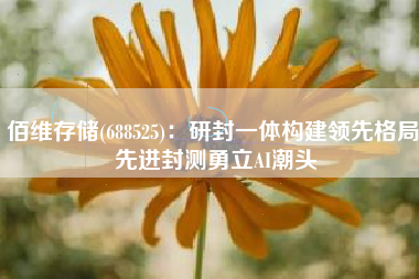 佰维存储(688525)：研封一体构建领先格局 先进封测勇立AI潮头
