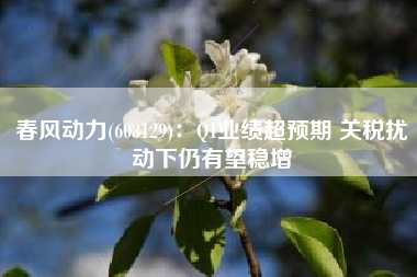 春风动力(603129)：Q1业绩超预期 关税扰动下仍有望稳增