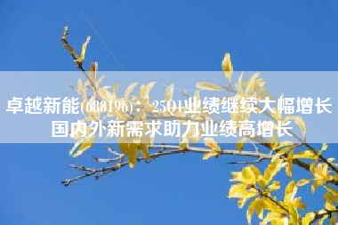 卓越新能(688196)：25Q1业绩继续大幅增长 国内外新需求助力业绩高增长