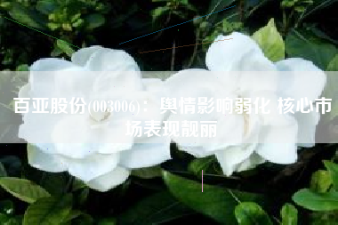 百亚股份(003006)：舆情影响弱化 核心市场表现靓丽