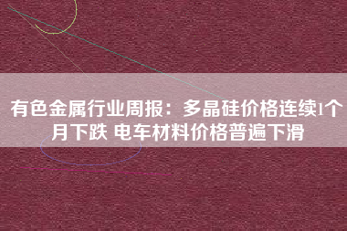 有色金属行业周报：多晶硅价格连续1个月下跌 电车材料价格普遍下滑
