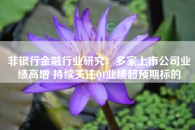 非银行金融行业研究：多家上市公司业绩高增 持续关注Q1业绩超预期标的