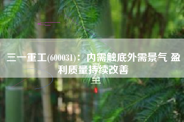 三一重工(600031)：内需触底外需景气 盈利质量持续改善