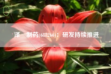 泽璟制药(688266)：研发持续推进
